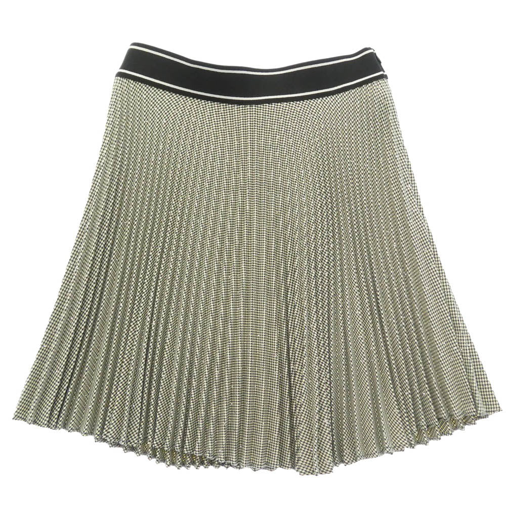サンドロ SFPJU00928 Short pleated skirt with rhinestones ショート プリーツ スカート ブラック系 ホワイト系 38【美品】【中古】