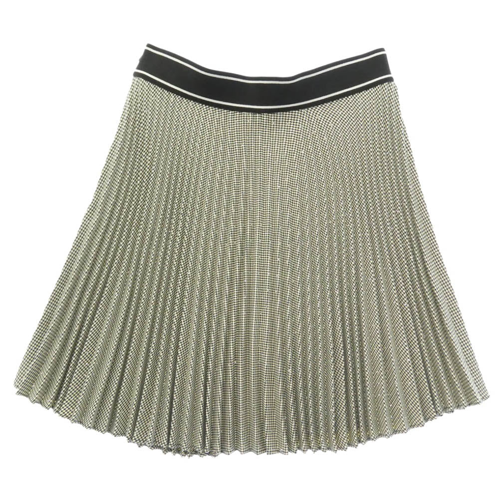 サンドロ SFPJU00928 Short pleated skirt with rhinestones ショート プリーツ スカート ブラック系 ホワイト系 38【美品】【中古】
