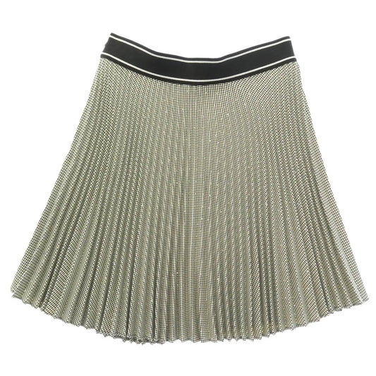 サンドロ SFPJU00928 Short pleated skirt with rhinestones ショート プリーツ スカート ブラック系 ホワイト系 38【美品】【中古】