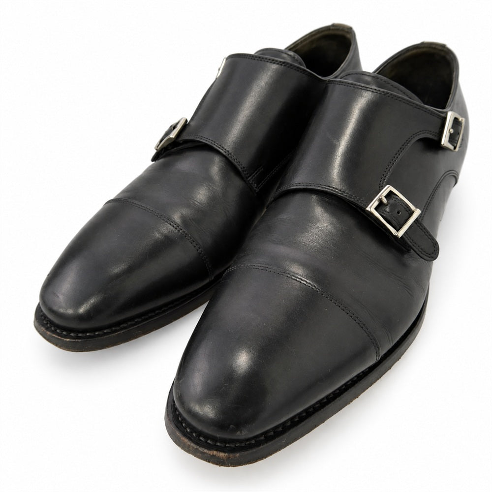 Santoni サントーニ 14713 ダブルモンク レザー シューズ ブラック系 7.5【中古】
