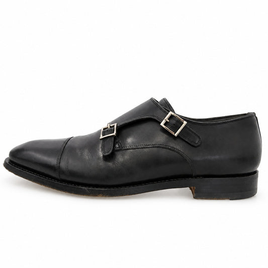 Santoni サントーニ 14713 ダブルモンク レザー シューズ ブラック系 7.5【中古】