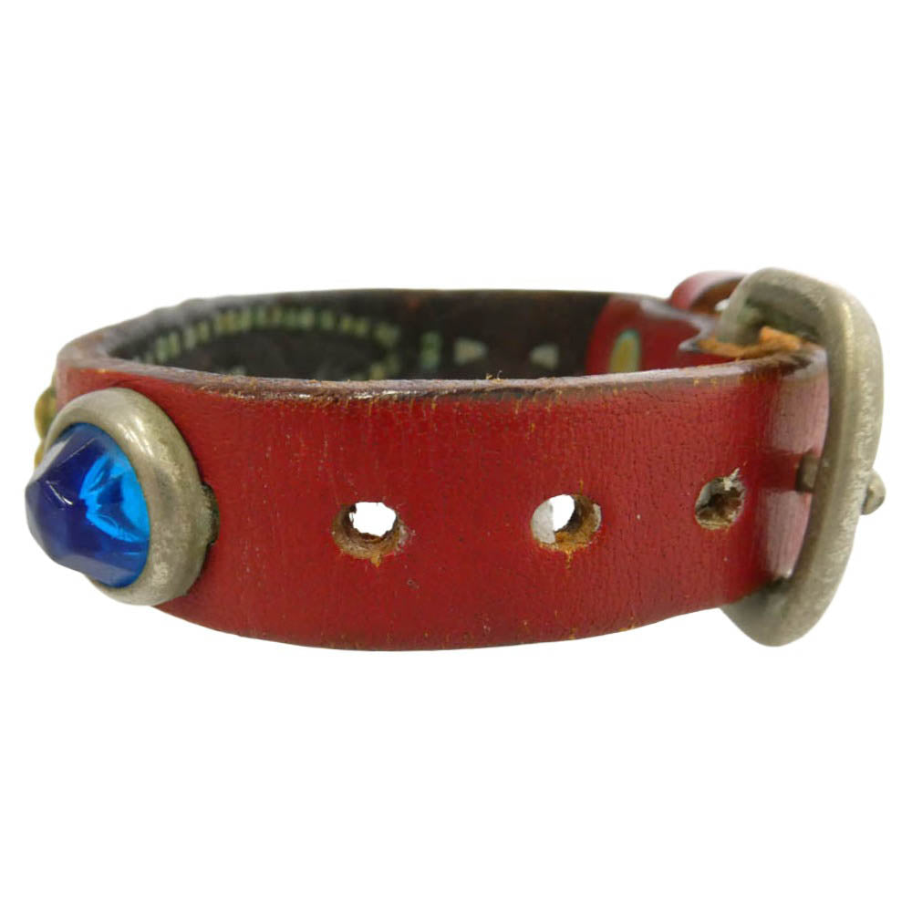 WOLF'S HEAD ウルフズヘッド スタッズ レザー ブレスレット 15mm マルチカラー系【中古】