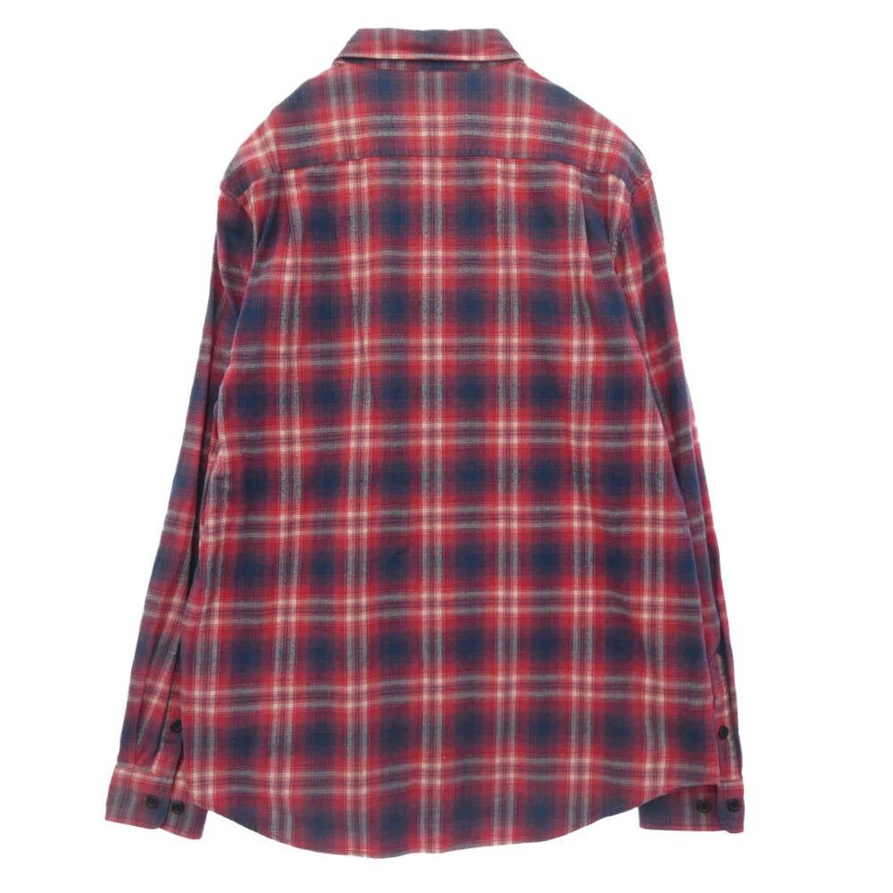 Supreme シュプリーム チェック柄 長袖 ポケット シャツ レッド系 XL【中古】