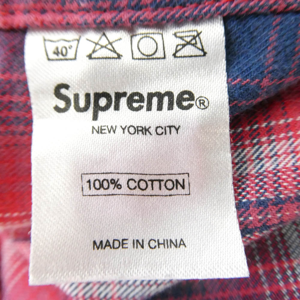Supreme シュプリーム チェック柄 長袖 ポケット シャツ レッド系 XL【中古】