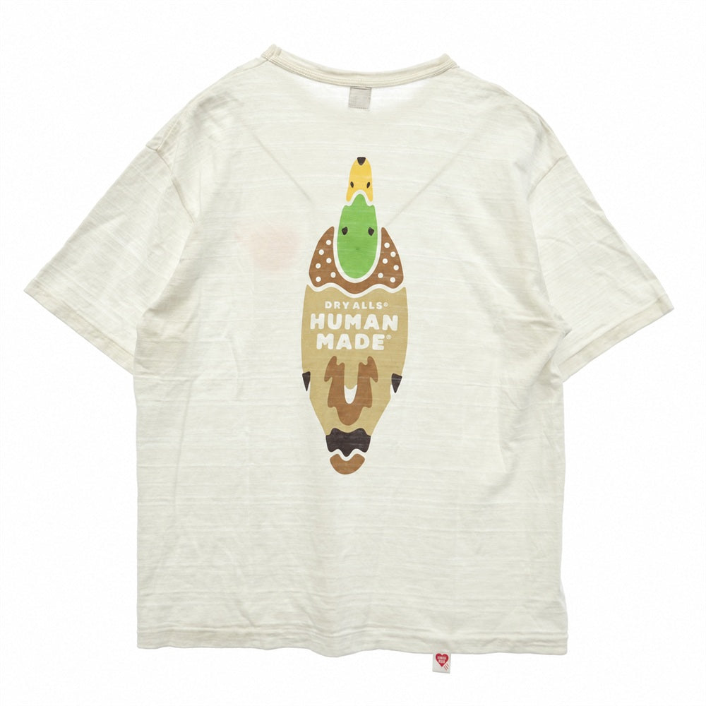 HUMAN MADE ヒューマンメイド DRY ALLS ハートロゴ カモ バックプリント Tシャツ 半袖カットソー ホワイト系 XXL【中古】