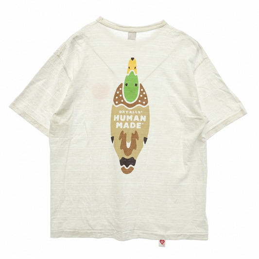 HUMAN MADE ヒューマンメイド DRY ALLS ハートロゴ カモ バックプリント Tシャツ 半袖カットソー ホワイト系 XXL【中古】