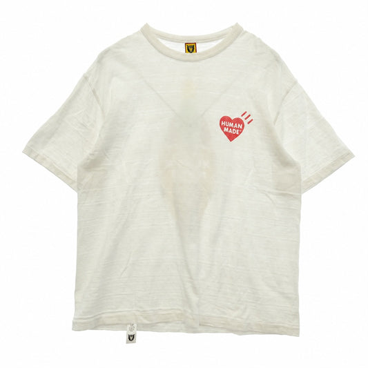 HUMAN MADE ヒューマンメイド DRY ALLS ハートロゴ カモ バックプリント Tシャツ 半袖カットソー ホワイト系 XXL【中古】