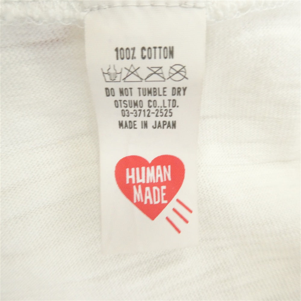 HUMAN MADE ヒューマンメイド DRY ALLS ハートロゴ カモ バックプリント Tシャツ 半袖カットソー ホワイト系 XXL【中古】