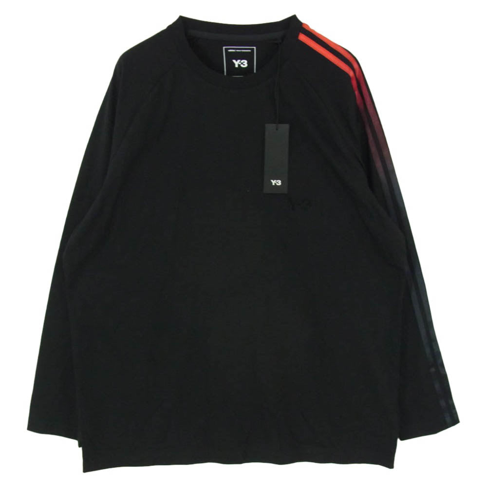 Y-3 Yohji Yamamoto ワイスリー ヨウジヤマモト 26AW KQ8586 OVERSIZED GRADIENT STRIPES LONG SLEEVE TEE オーバーサイズ グラデーション 3ストライプス ロングスリーブ Tシャツ 長袖カットソー ブラック系 L【新古品】【未使用】【中古】