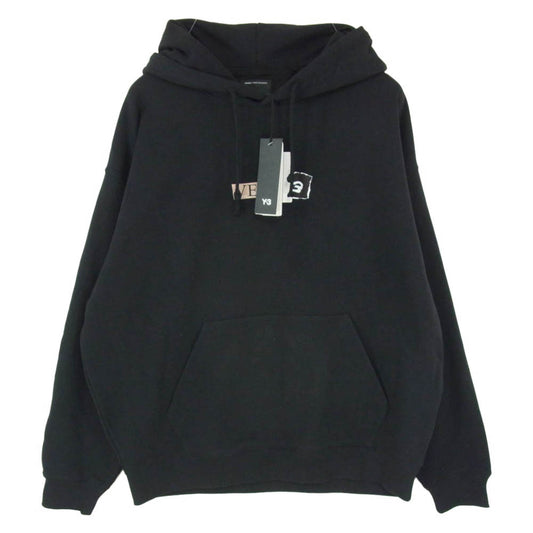 Y-3 Yohji Yamamoto ワイスリー ヨウジヤマモト 26SS KR2208-APPS26 BRUSHED TERRY GFX ブラッシュド テリー グラフィック フーディー プルオーバー パーカー ブラック系 L【新古品】【未使用】【中古】