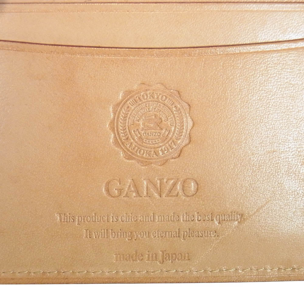 GANZO ガンゾ コードバン レザー 二つ折り 定期入れ カードケース ブラック系【中古】