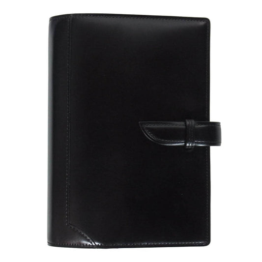 ブレイリオ コードバン ベルトタイプ バイブルサイズ システム手帳 カバー ブラック系【極上美品】【中古】
