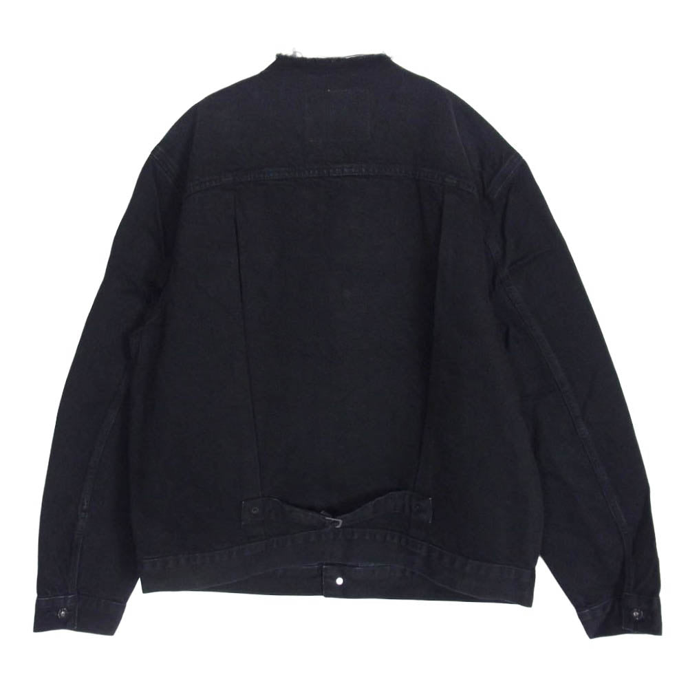 Levi's リーバイス EDIFICE エディフィス 003T4-0000 Premium EDIFICE別注 COLLARLESS Jacket 加工 ノーカラー デニム ジャケット ブラック系 L【新古品】【未使用】【中古】
