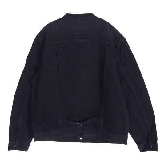 Levi's リーバイス EDIFICE エディフィス 003T4-0000 Premium EDIFICE別注 COLLARLESS Jacket 加工 ノーカラー デニム ジャケット ブラック系 L【新古品】【未使用】【中古】