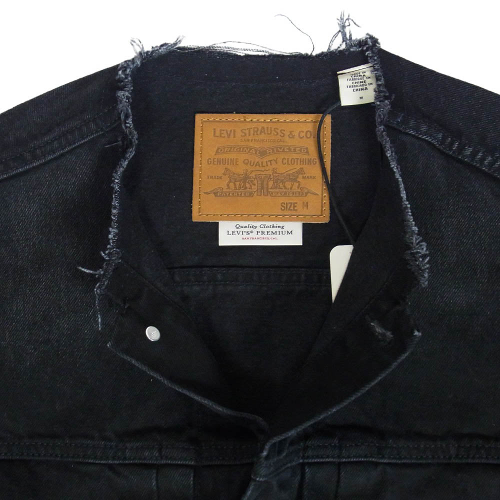 Levi's リーバイス EDIFICE エディフィス 003T4-0000 Premium EDIFICE別注 COLLARLESS Jacket 加工 ノーカラー デニム ジャケット ブラック系 L【新古品】【未使用】【中古】