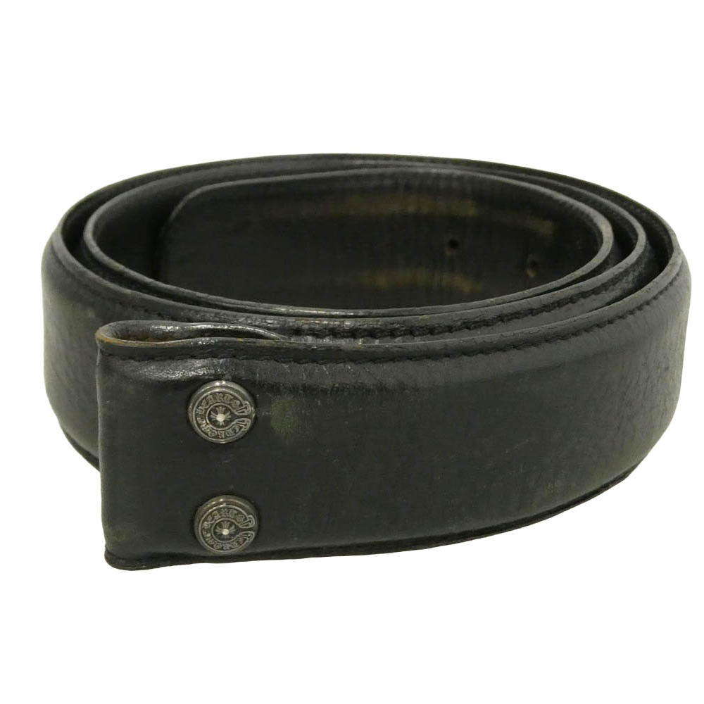 CHROME HEARTS クロムハーツ（原本無） 1.5 STRAP ホースシューリベッツ レザーベルト ストラップ 32 ブラック系【中古】