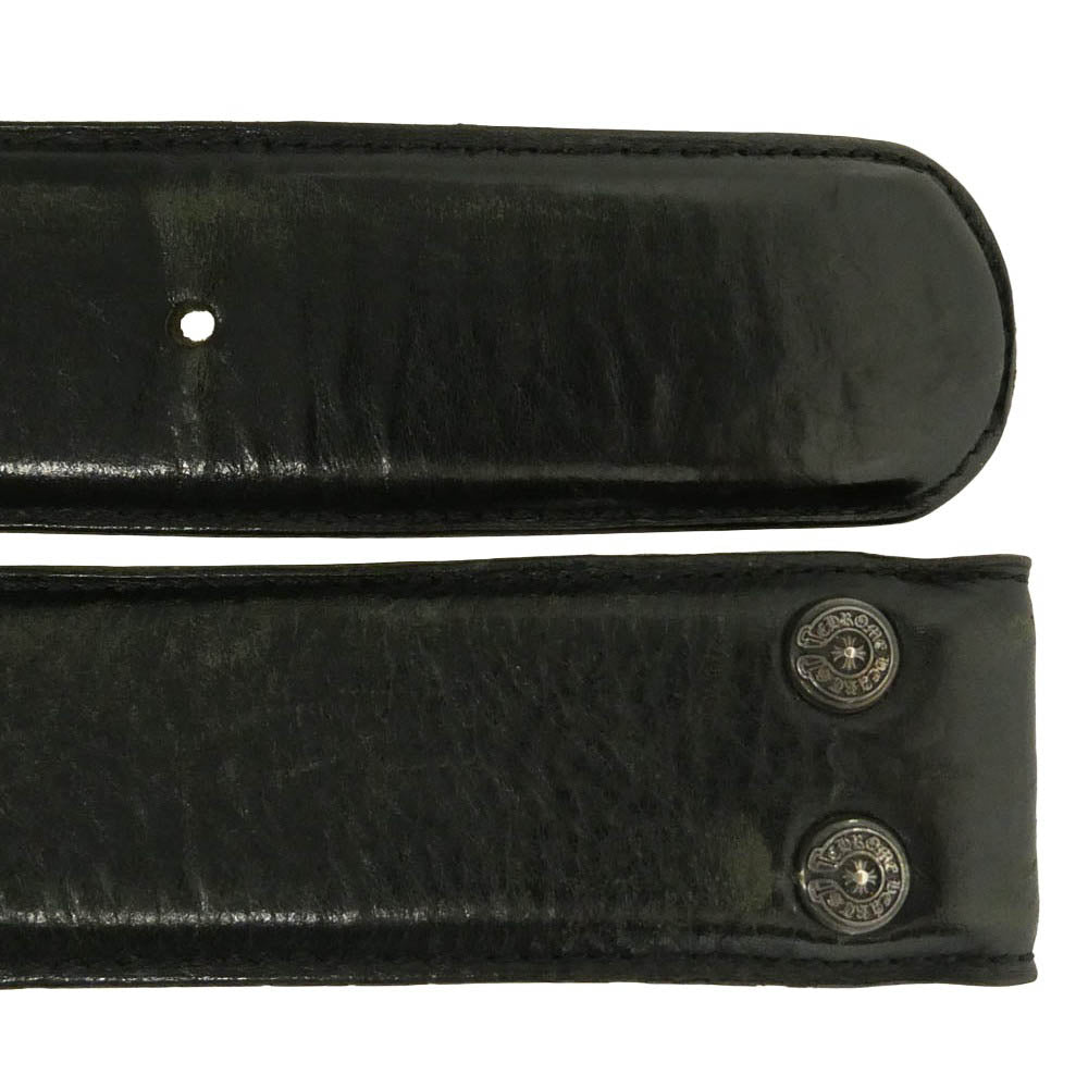 CHROME HEARTS クロムハーツ（原本無） 1.5 STRAP ホースシューリベッツ レザーベルト ストラップ 32 ブラック系【中古】
