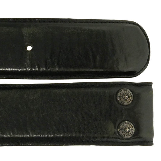 CHROME HEARTS クロムハーツ（原本無） 1.5 STRAP ホースシューリベッツ レザーベルト ストラップ 32 ブラック系【中古】