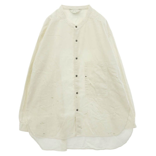 ANCELLM アンセルム 26SS ANC-SH88 DENIM BAND COLLAR SHIRT デニム バンドカラー ペイント 加工 長袖 シャツ ホワイト系 1【中古】
