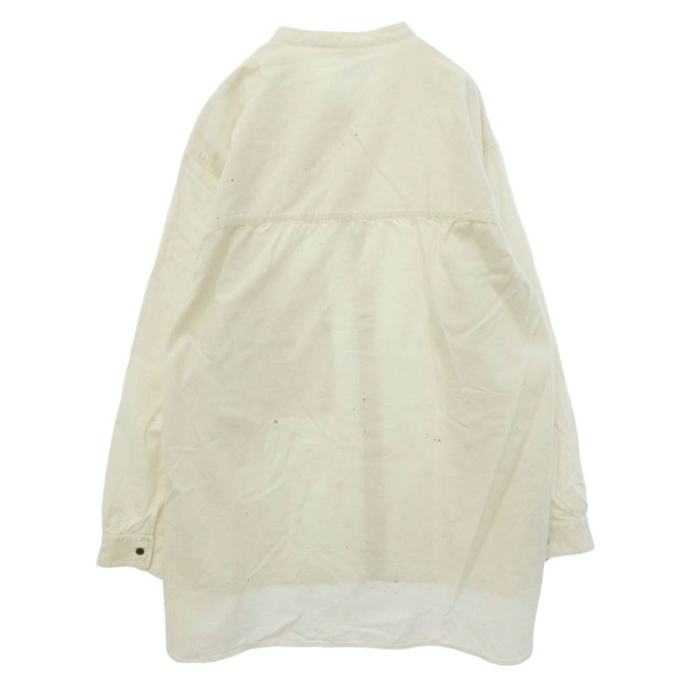 ANCELLM アンセルム 26SS ANC-SH88 DENIM BAND COLLAR SHIRT デニム バンドカラー ペイント 加工 長袖 シャツ ホワイト系 1【中古】