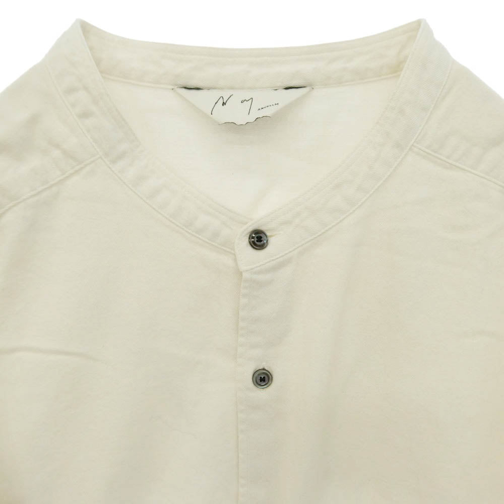 ANCELLM アンセルム 26SS ANC-SH88 DENIM BAND COLLAR SHIRT デニム バンドカラー ペイント 加工 長袖 シャツ ホワイト系 1【中古】