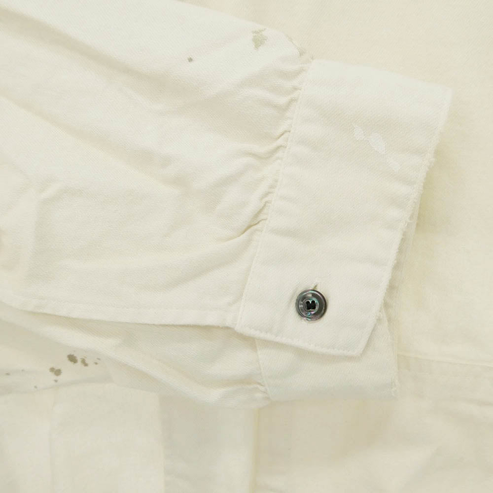 ANCELLM アンセルム 26SS ANC-SH88 DENIM BAND COLLAR SHIRT デニム バンドカラー ペイント 加工 長袖 シャツ ホワイト系 1【中古】