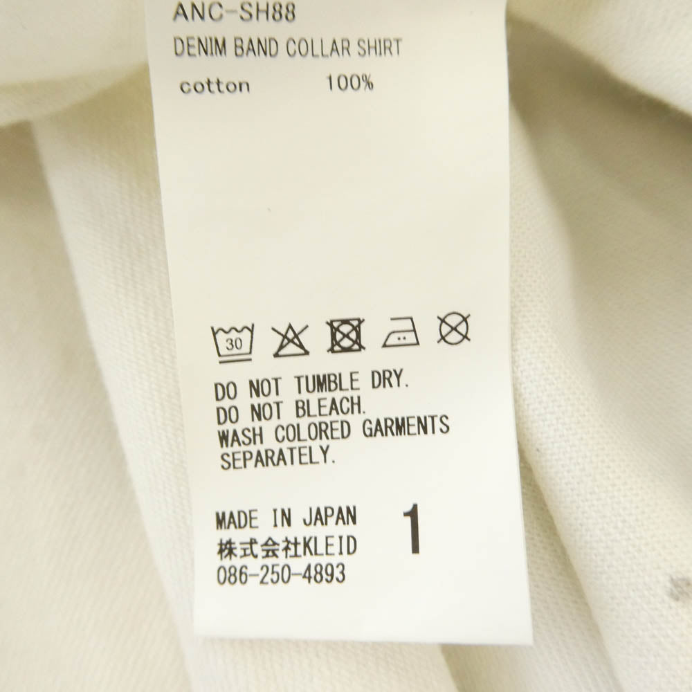 ANCELLM アンセルム 26SS ANC-SH88 DENIM BAND COLLAR SHIRT デニム バンドカラー ペイント 加工 長袖 シャツ ホワイト系 1【中古】