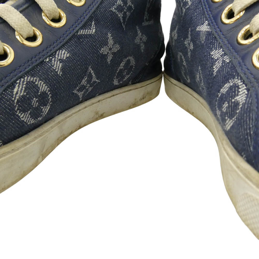 LOUIS VUITTON ルイ・ヴィトン ステラーライン モノグラム ハイカット スニーカー ブルー系 ホワイト系 38【中古】