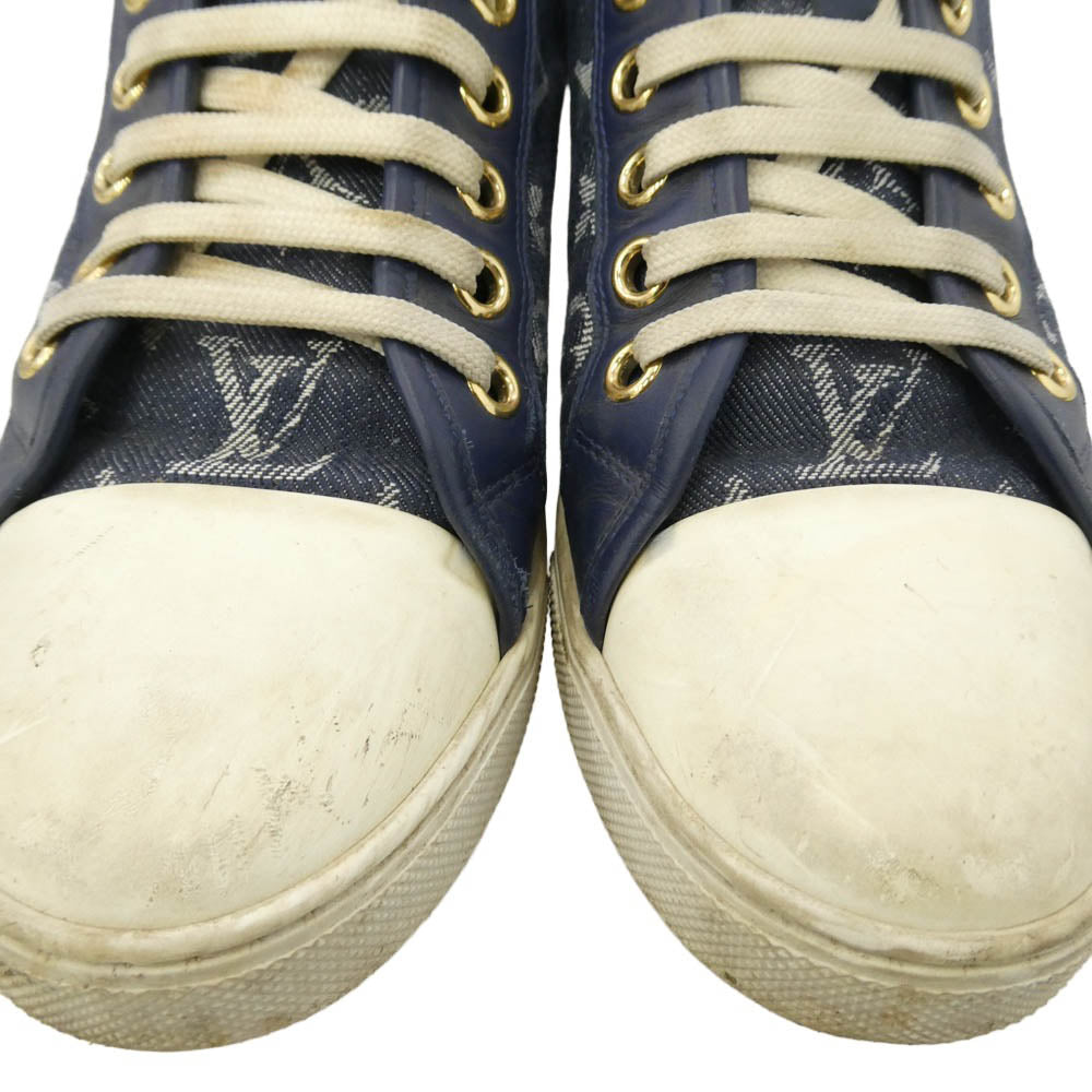 LOUIS VUITTON ルイ・ヴィトン ステラーライン モノグラム ハイカット スニーカー ブルー系 ホワイト系 38【中古】