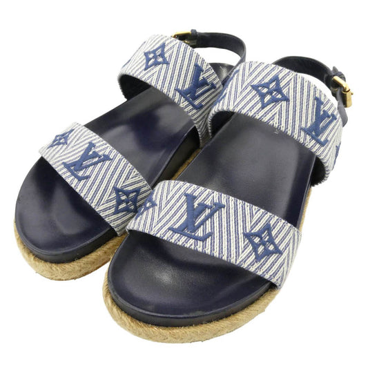 LOUIS VUITTON ルイ・ヴィトン セイルアウェイ サンダル ストラップ ブルー系 ホワイト系 38【中古】