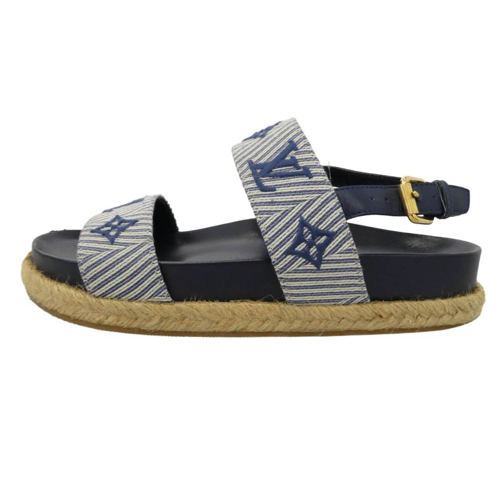 LOUIS VUITTON ルイ・ヴィトン セイルアウェイ サンダル ストラップ ブルー系 ホワイト系 38【中古】