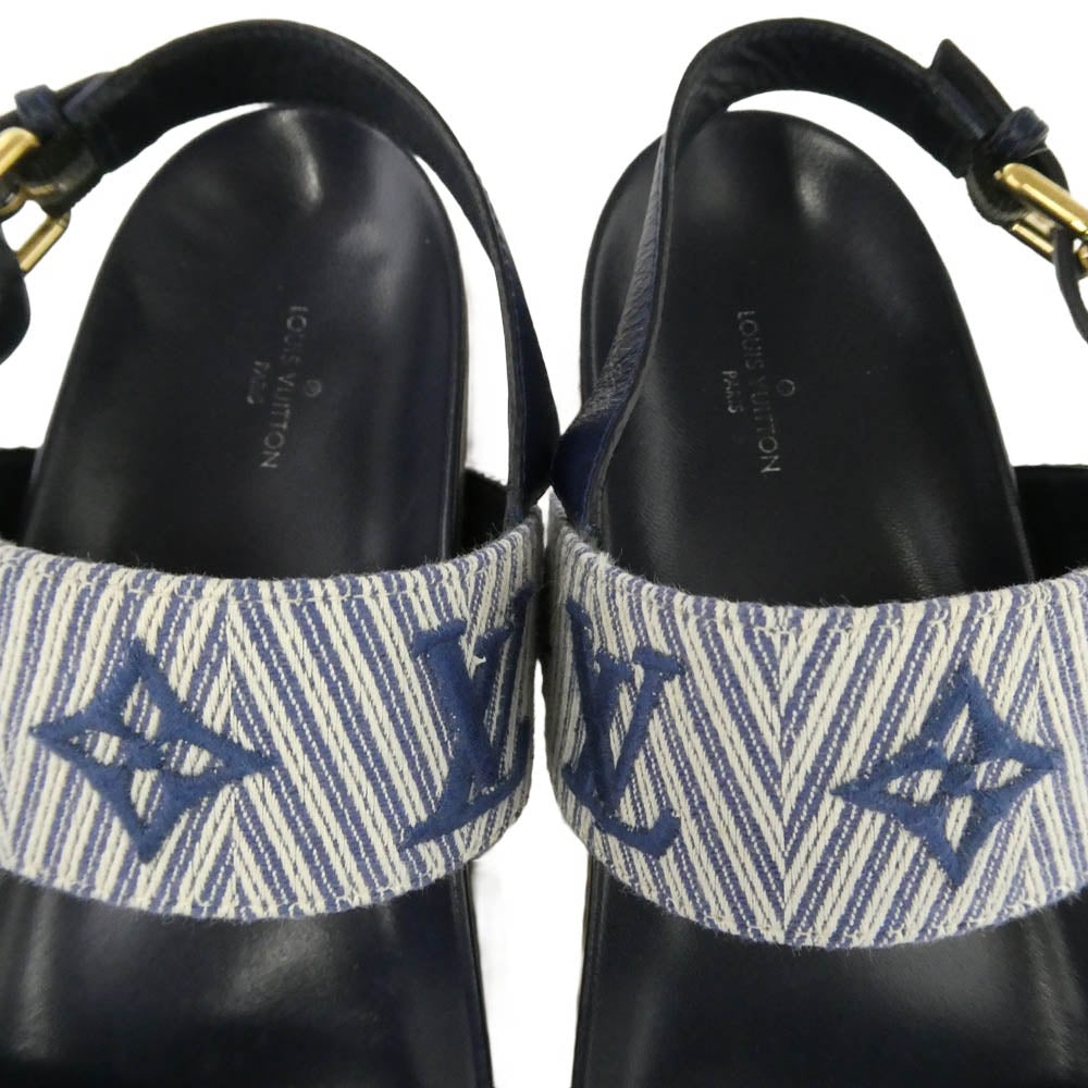 LOUIS VUITTON ルイ・ヴィトン セイルアウェイ サンダル ストラップ ブルー系 ホワイト系 38【中古】
