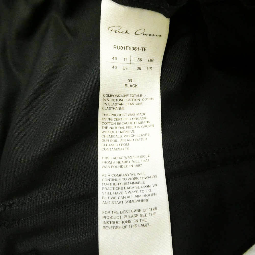 Rick Owens リックオウエンス 25SS RU01E5361-TE HOLLYWOOD期 TE素材 BELA PANTS ドローストリング ベラ パンツ ブラック ブラック系 US 36【中古】