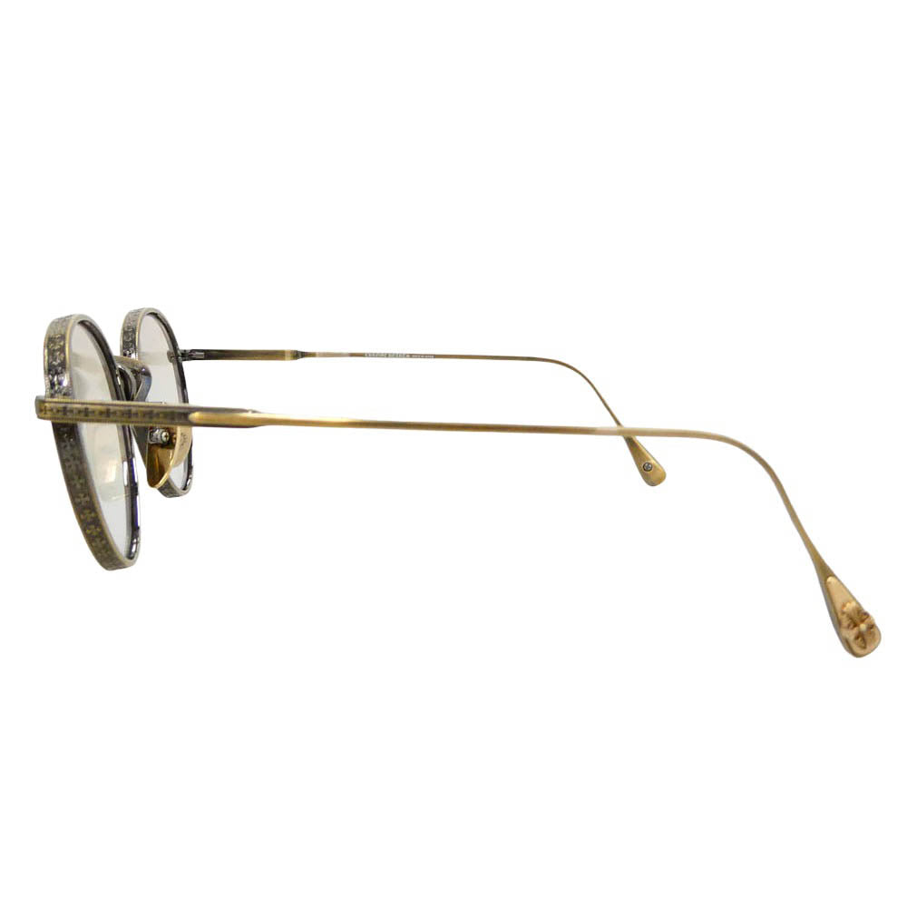 CHROME HEARTS クロムハーツ（原本無） THICK シック ボストン アイウェア 眼鏡 ゴールド系 48□22-151【中古】