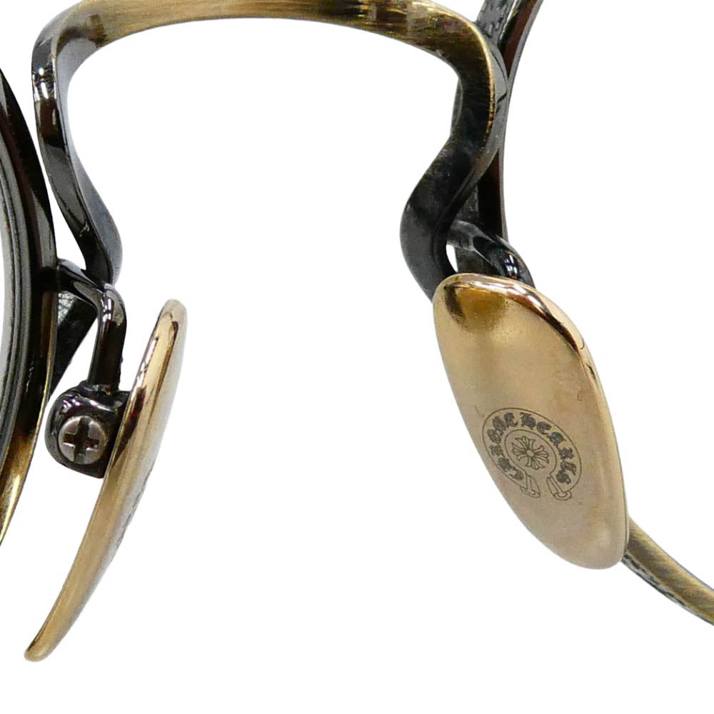 CHROME HEARTS クロムハーツ（原本無） THICK シック ボストン アイウェア 眼鏡 ゴールド系 48□22-151【中古】