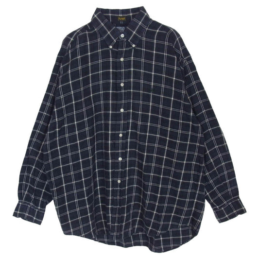 POLO RALPH LAUREN ポロ・ラルフローレン 90s BLAIRE チェック ボタンダウン 長袖 シャツ ネイビー系 L【中古】