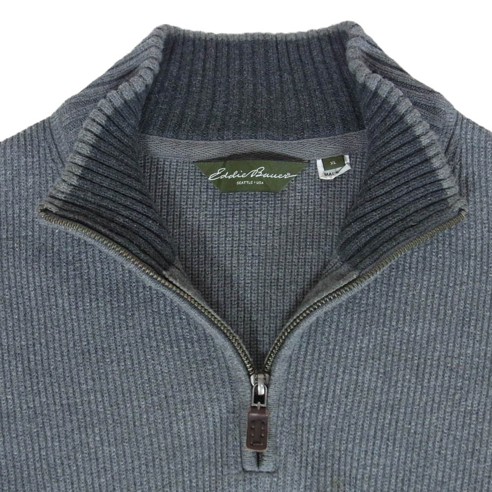 Eddie Bauer エディー・バウアー ハーフジップ ニット セーター グレー系 XL【中古】