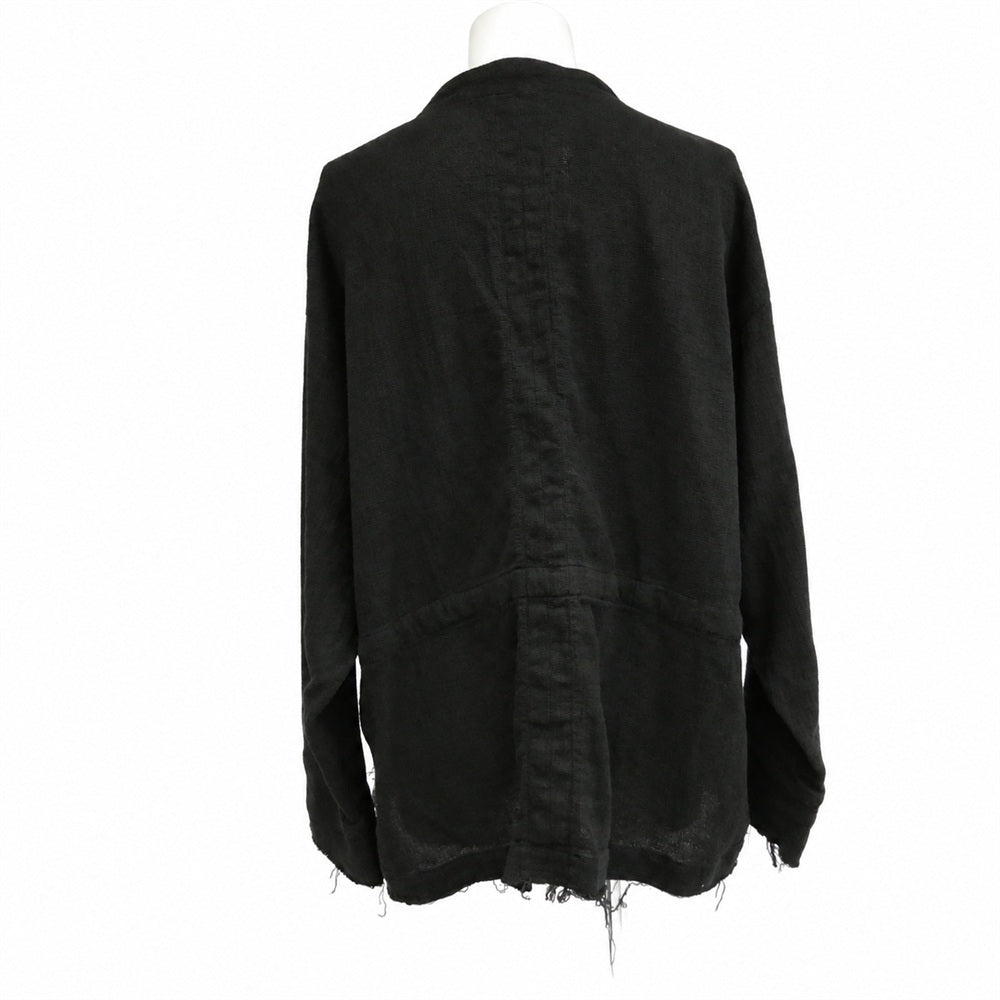 ANCELLM アンセルム ANC-SH51 PANAMA COLLAR LESS SHIRT JACKET パナマ カラーレス シャツ ジャケット ブラック系 2【中古】