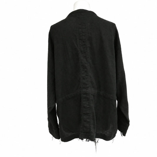ANCELLM アンセルム ANC-SH51 PANAMA COLLAR LESS SHIRT JACKET パナマ カラーレス シャツ ジャケット ブラック系 2【中古】