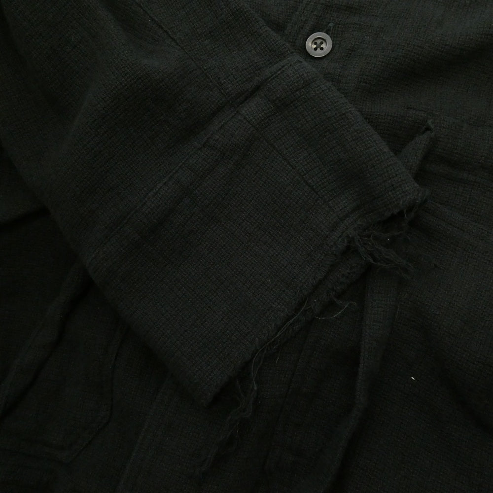 ANCELLM アンセルム ANC-SH51 PANAMA COLLAR LESS SHIRT JACKET パナマ カラーレス シャツ ジャケット ブラック系 2【中古】