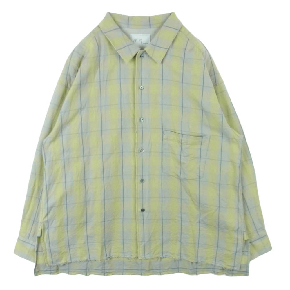 ANCELLM アンセルム ANC-SH65-A C/R CHECK SHIRT コットン レーヨン チェック 長袖 シャツ イエロー系 グレー系 2【中古】