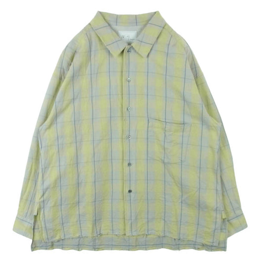 ANCELLM アンセルム ANC-SH65-A C/R CHECK SHIRT コットン レーヨン チェック 長袖 シャツ イエロー系 グレー系 2【中古】