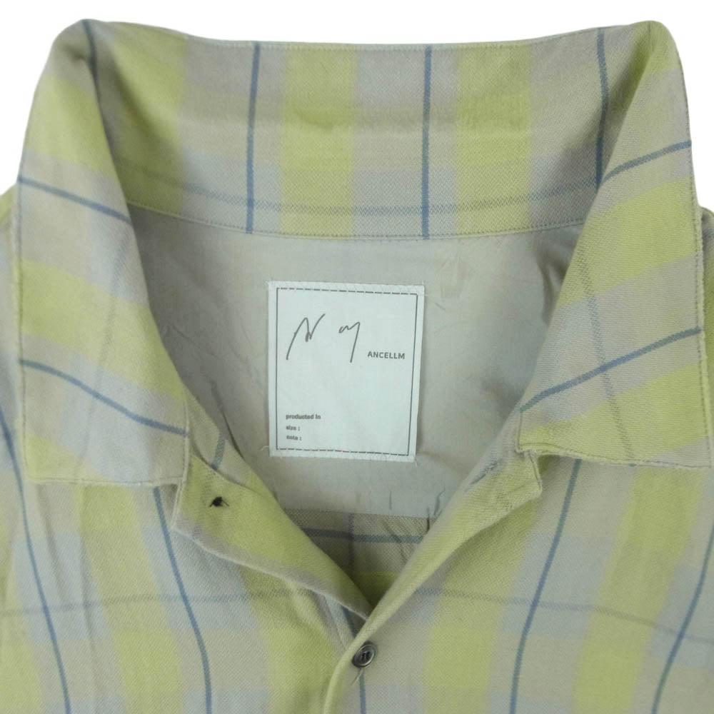 ANCELLM アンセルム ANC-SH65-A C/R CHECK SHIRT コットン レーヨン チェック 長袖 シャツ イエロー系 グレー系 2【中古】