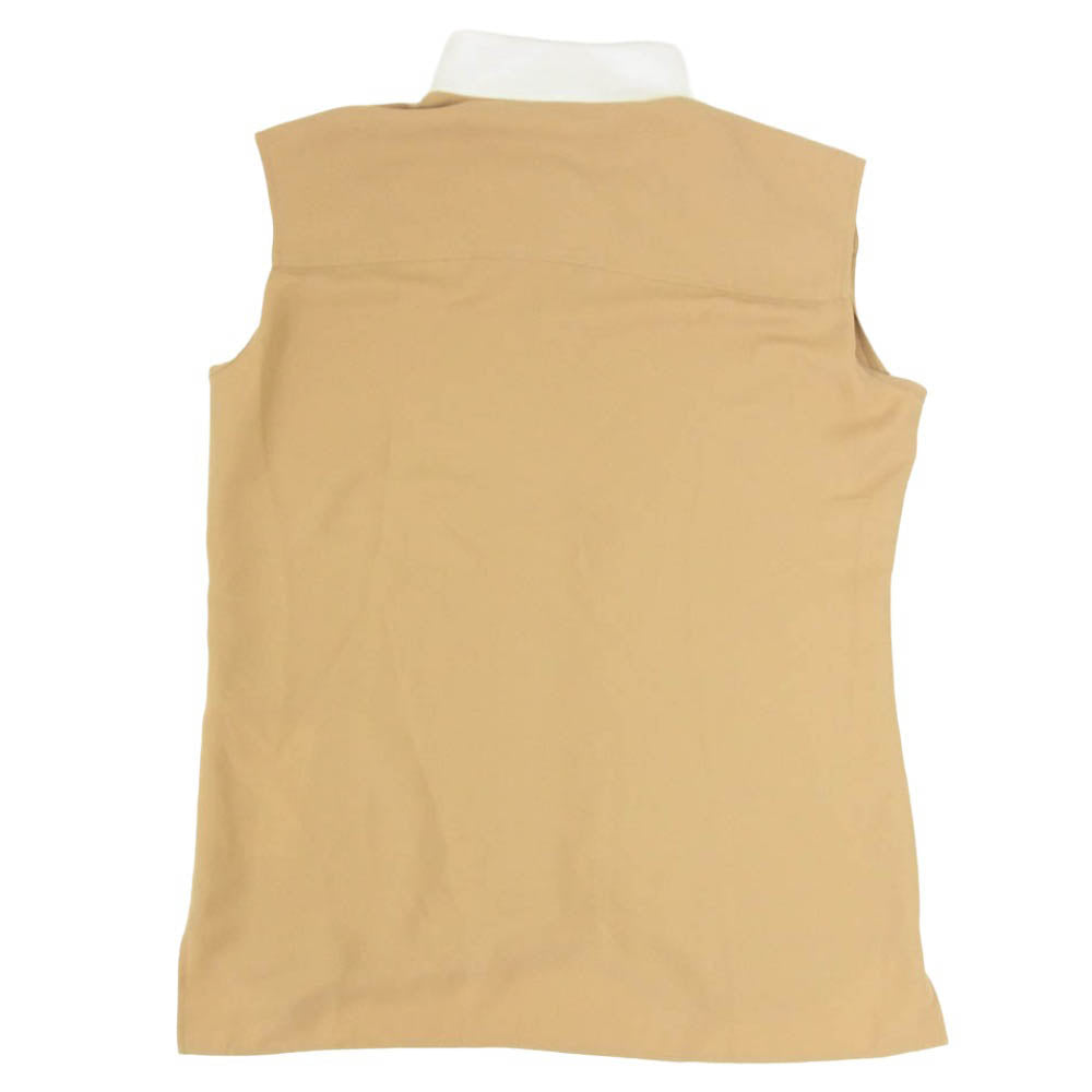 ISSEY MIYAKE イッセイミヤケ IM44-FJ517 TUCK POLYESTER タック ポリエステル ノースリーブ ブラウス トップス ブラウン系 2【中古】