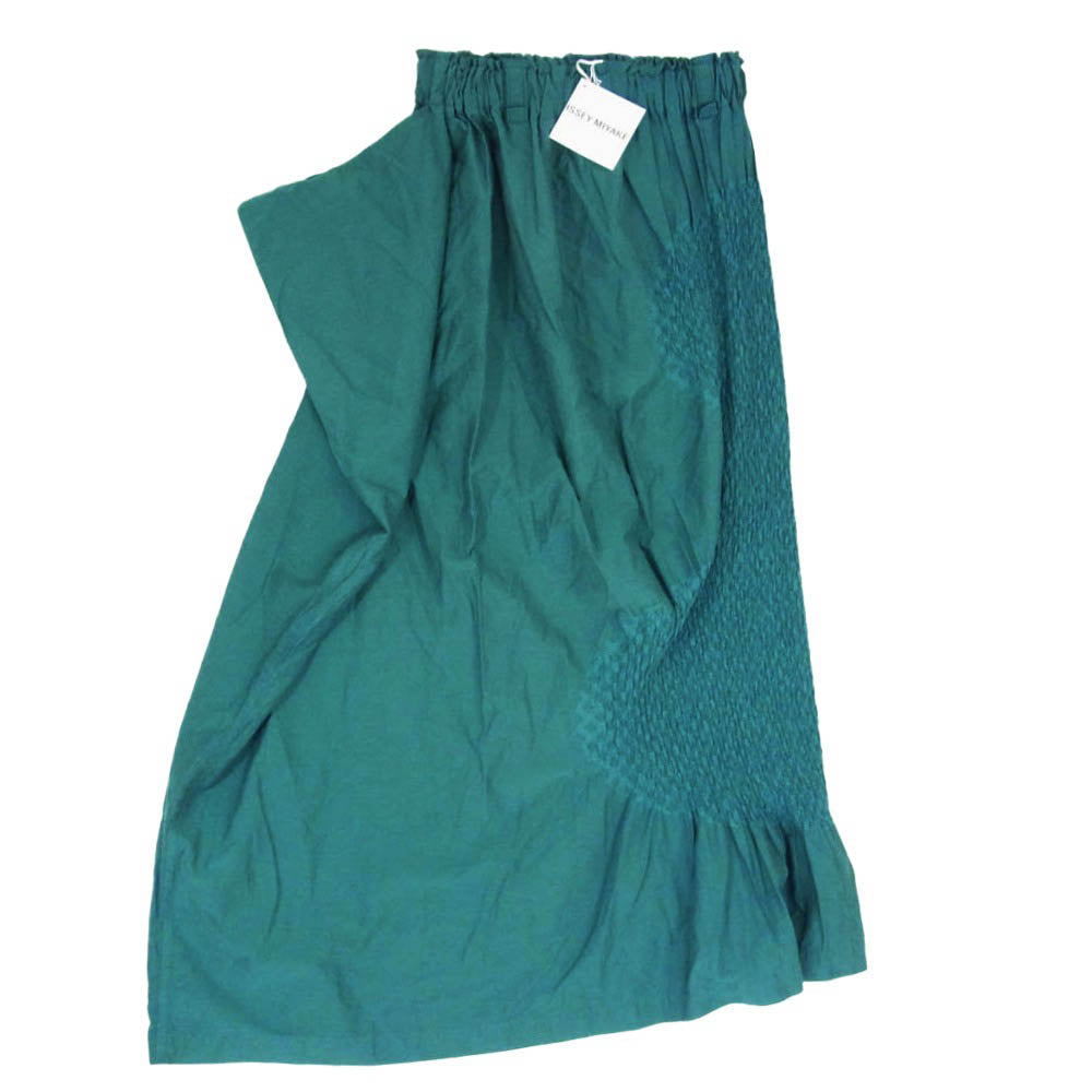 ISSEY MIYAKE イッセイミヤケ IM13-FG008 RIZE skirt シャーリング 変形 ロング スカート グリーン系 2【中古】