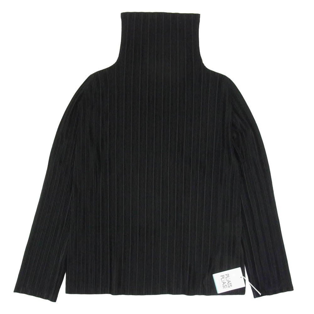 PLEATS PLEASE プリーツプリーズ イッセイミヤケ ISSEY MIYAKE イッセイミヤケ PP83-FK351 ISSEY MIYAKE イッセイ ミヤケ リブプリーツ タートルネック ハイネック 長袖トップス シャツ カットソー ブラック系 3【極上美品】【中古】
