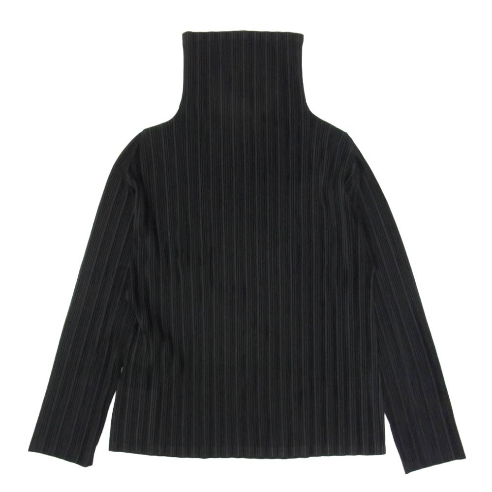 PLEATS PLEASE プリーツプリーズ イッセイミヤケ ISSEY MIYAKE イッセイミヤケ PP83-FK351 ISSEY MIYAKE イッセイ ミヤケ リブプリーツ タートルネック ハイネック 長袖トップス シャツ カットソー ブラック系 3【極上美品】【中古】