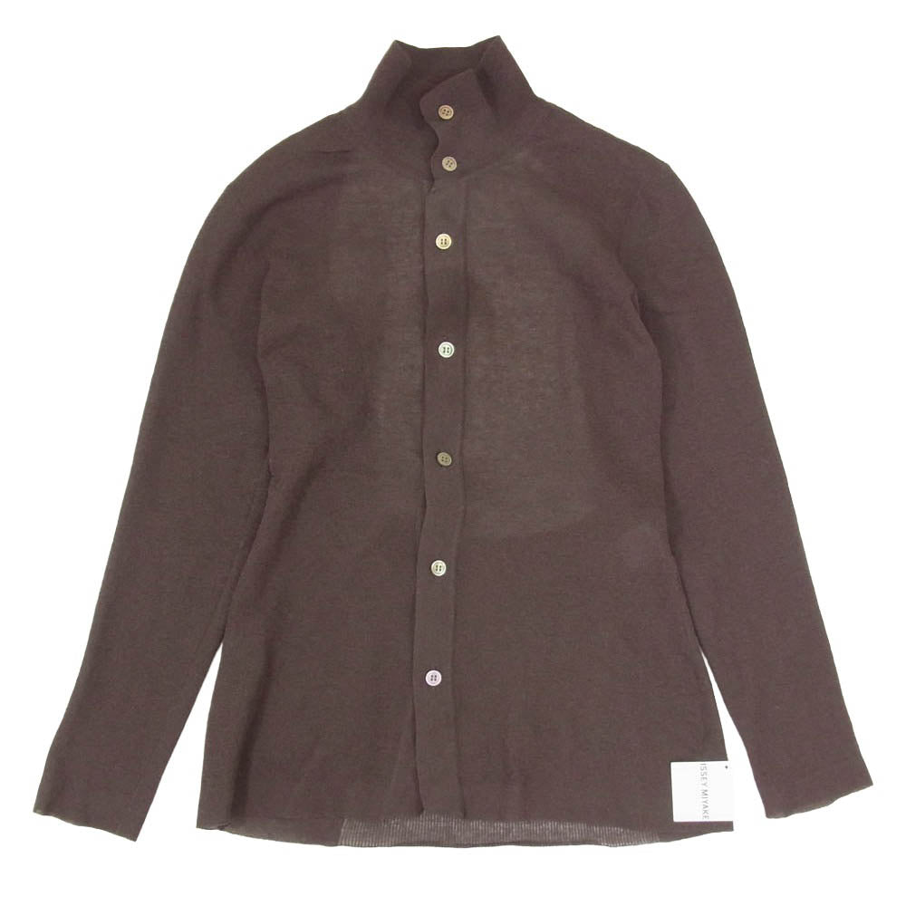 ISSEY MIYAKE イッセイミヤケ IM51-KJ753 KNIT SHIRT ニット シャツ カーディガン ブラウン系 2【美品】【中古】