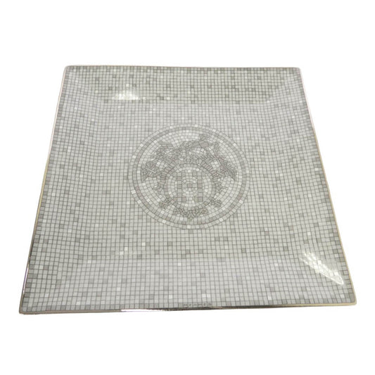 HERMES エルメス Mosaique au 24 モザイク オ 24 ブノワ=ピエール・エムリー プラチナ スクエアプレート プチカレ L15×W15 グレー系【新古品】【未使用】【中古】