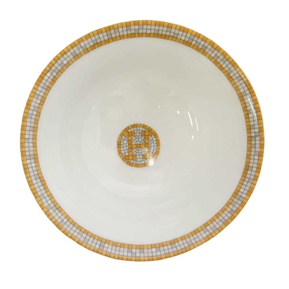 HERMES エルメス ライスボウル モザイク 24 プラチナ ポーセリン ホワイト系 イエロー系【新古品】【未使用】【中古】